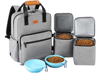 Sac à dos de voyage carré en polyester pour chien et chat, approuvé par les compagnies aériennes, réglable, accessoires de mode pour animaux de compagnie, 2 contenants de rangement pour aliments