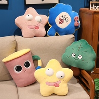 Cartoon-förmiges Plüsch-Dekokissen Weiches Niedliches Lustiges Emoji-Gesicht Stern Baum Tasse Blume Gefülltes Kissen für Sofa-Dekoration