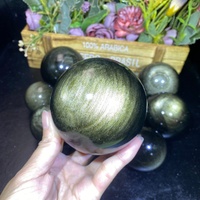 Boule magique en cristal naturel de haute qualité, sphère en obsidienne dorée Feng Shui pour la guérison spirituelle