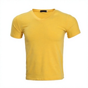 เสื้อยืดคอกว้างผู้ชาย ขายส่ง ผ้าฝ้าย 100% โรงงานผลิตเสื้อผ้าแบรนด์ส่วนตัว เสื้อยืดคอวีผู้ชาย เสื้อยืดลำลองผ้าฝ้ายคอวี - Product Image 1