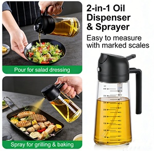 Dispenser <span class=keywords><strong>Olio</strong></span> d'Oliva 2 in 1 con Apertura e Chiusura Automatica, Bottiglia Spray in Vetro da 470ml <span class=keywords><strong>per</strong></span> Cucina - Product Image 5
