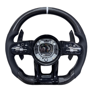 Volant de direction amélioré <span class=keywords><strong>Mercedes</strong></span>-Benz CLS <span class=keywords><strong>350</strong></span> W157 W218 W257 A45 W176 Haoruijie 40mm en fibre de carbone et cuir, 3 branches, style Business - Product Image 2