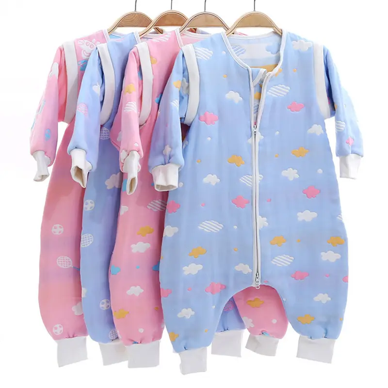 Pijama de alta calidad para niños pequeños, saco de dormir para bebés con pies, cremallera en la cadera