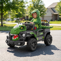 Voiture électrique pour enfants 12V, UTV à design dinosaure, 4x4 tout-terrain avec télécommande, voiture électrique à conduire