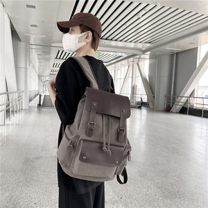 Wholesale Large Capacity Vintage Unisex <strong>Canvas</strong> School Bags <strong>Backpacks</strong> <strong>Custom</strong> Retro Outdoor Fashion Drawstring Student <strong>Backpack</strong> - Product Image 6