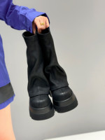 Bottes mi-mollet à talon épais de couleur unie, super tendance et polyvalentes, rehaussant la silhouette, nouvelle collection automne 2026 pour femme