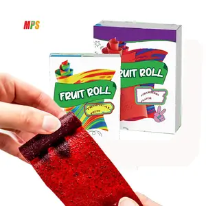 OEM Personalizado Agrio Dulce Fruta Aperitivos Sabor Fresa Sensation Fruit Roll Soft Gummy Candy