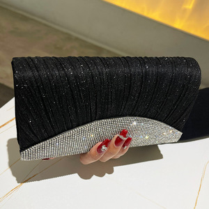 Bolso de mano brillante plisado con diamantes de imitación, bandolera, clutch, bolso de noche hecho a mano para fiesta - Product Image 5