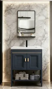 Moderno Minimalista Kit De <span class=keywords><strong>Lavabo</strong></span> rettangolare Para Bano 60X40 <span class=keywords><strong>cm</strong></span> bagno Vanity Con Espejo Armario Grifo Azul Oscuro - Product Image 6