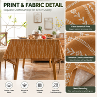 Nappe en coton et lin imprimée de fleurs orange style rustique, anti-poussière et infroissable, motif floral pour cuisine