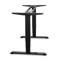 3 sections Bureau d'ordinateur ergonomique à double moteur réglable en hauteur Table en acier avec cadre extensible pour bureau