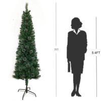 Sapin de Noël artificiel vert enneigé de 210 cm pour la décoration intérieure des fêtes de fin d'année