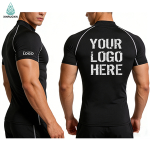 Camiseta Deportiva Ajustada para Hombre, Transpirable, de Secado Rápido, con Cuello Alto y Mangas Cortas, Ideal para Entrenamiento - Product Image 1
