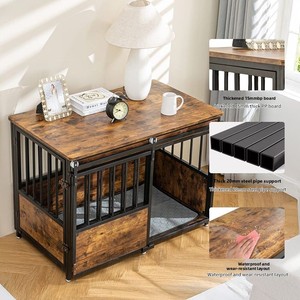 Coussin de meubles de caisse de chien en bois robuste et solide grandes tailles moyennes Double portes coulissantes Cage décorative <span class=keywords><strong>pour</strong></span> animaux de compagnie de haute qualité - Product Image 3