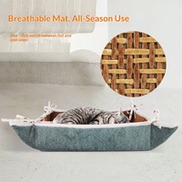 Fournitures pour animaux de compagnie prêtes à être expédiées, lit carré pour chat en herbe toute saison, doublé de polaire pour la chaleur en hiver et en été, design réversible