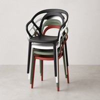 Fauteuil empilable moderne en PP avec dossier ergonomique incurvé, idéal pour restaurants, cafés, centres commerciaux – Vente en gros
