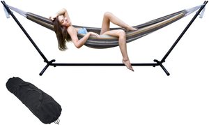 Support de hamac double d'intérieur Woqi, lit de hamac réglable pour deux personnes avec structure en acier, très populaire, portable, pour adultes, pratique pour l'extérieur - Product Image 5