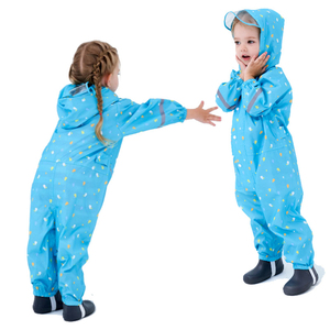 Venta al por mayor de poliéster impermeable de una pieza impermeable para niños niñas traje de lluvia monos con capucha para Tours - Product Image 5