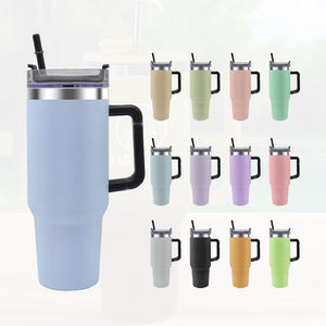 <span class=keywords><strong>Pt</strong></span> * 40 أونصة ومقبض كوب كوب كوب حراري مع قش فراغي فلاسكو * ، MOQ.1pcs نقش بالليزر النص والشعار - Product Image 1