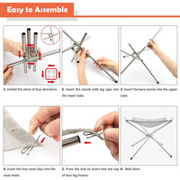 Brasero de camping portable en acier inoxydable avec grille, foyer pliable pour extérieur