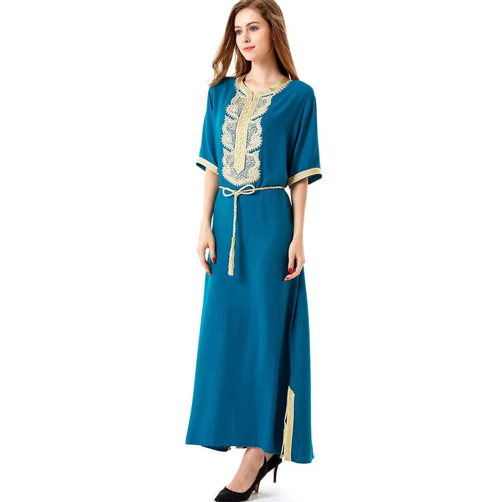 Plus size short sleeve islamic clothing robe femme musulmane muslim women classy long gown kaftan dress arabic abaya new designs