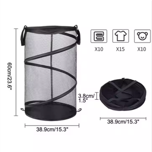 Hot Selling Mesh Cylinder Dirty Clothes <b>Laundry</b> Hamper Collapsible Foldable <b>Pop</b>-<b>up</b> <b>Laundry</b> <b>Basket</b> - Product Image 1