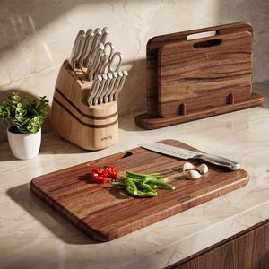 Simple walnut wood three-piece cutting board <b>set</b>, household steak cutting board, kitchen cutting board, rectangular household - Product Image 3