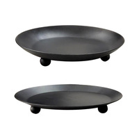 Ventes chaudes OEM Décoration de table de mariage à domicile Noir mat Simple Petit Mini Nordique Porte-bougie en métal fer Plateau Support