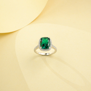 S925 Sterling <b>Silver</b> Exquisite <b>Emerald</b> <b>Ring</b> - Product Image 4