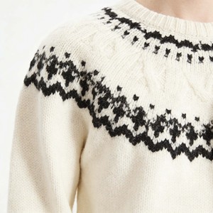 Pull <span class=keywords><strong>chic</strong></span> pour <span class=keywords><strong>homme</strong></span> en maille Fair Isle <span class=keywords><strong>blanche</strong></span>, col rond, tricot doux, pull décontracté d'hiver avec logo personnalisé, pull élégant de haute qualité - Product Image 5