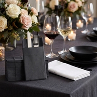 Serviettes de table jetables effet lin, couverts emballés, essuie-tout en papier pour mariages, banquets et hôtels