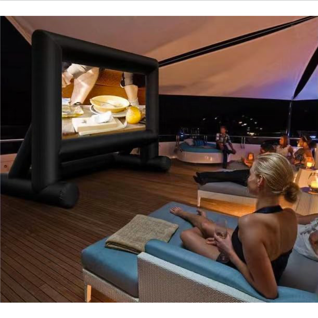 2025 Hot Sell Portable Party Air Screen Projection Blow up 14FT/16FT/20FT Outside Stand Inflatable Cinema Movie Screen