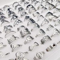 Groothandel willekeurige verkoop roestvrijstalen mode zilverkleurige geometrische ringen vlinder hart unisex cadeau goedkope ringen