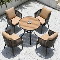 Juego de sillas de comedor al aire libre de ratán minimalista moderno y contemporáneo para jardín, Parque y camping, comedor, material metálico al por mayor