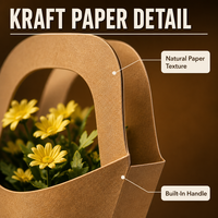 Sac de transport pour fleurs en papier avec fenêtre transparente, emballage pliable pour bouquets, pour fleuristes et boutiques de cadeaux