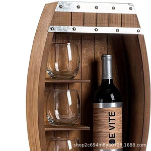 Estante para vinos de madera maciza en forma de barco de 2 niveles para botellas y copas de vino. - Product Image 5