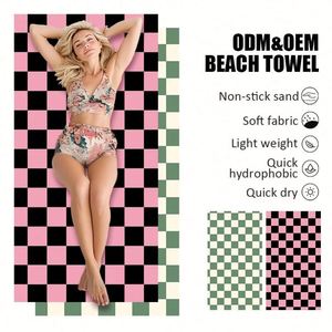 Serviette de plage en microfibre rayée imprimée, séchage rapide, personnalisable, recyclée, sans sable, avec sac - Product Image 3