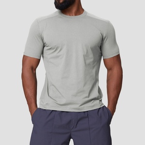 T-shirt d'entraînement en coton tricoté 100 % pour homme, coupe ajustée, élégant, couleur unie, logo personnalisé, 220 grammes, séchage rapide, anti-boulochage, pour fitness et gym - Product Image 3