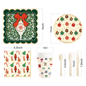 Ensemble de vaisselle de fête de Noël personnalisé DAMAI avec motif de bonbons en forme de casse-noisette, assiettes en papier jetables, gobelets, serviettes, décoration - Product Image 3