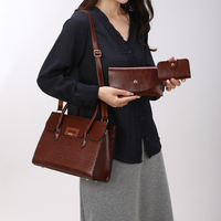 Ensemble de sacs à main en cuir PU à motif crocodile pour femmes, grande capacité, sac à bandoulière, sac à main avec porte-monnaie pour le travail et la vie quotidienne