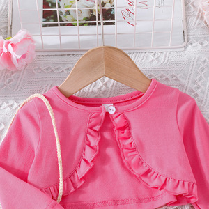 Setelan Gaun Bayi Perempuan Musim Semi dan Gugur Baru Warna Solid Lengan Panjang + Motif Bunga 2 Potong - Product Image 5