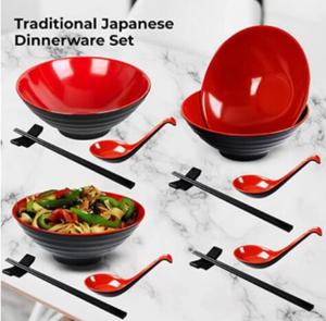 Ensemble de vaisselle en mélamine écologique bols à ramen cuillères supports de baguettes polies <span class=keywords><strong>bol</strong></span> coréen thaï miso Udon Pho boîtes emballées - Product Image 2
