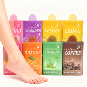 Kit pedikur 4 langkah mewah, Kit <span class=keywords><strong>Spa</strong></span> rendam Scrub kaki perawatan kulit kupas kaki dalam kotak - Product Image 1