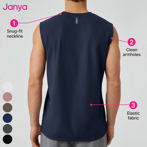 Nouveau débardeur de sport Janya en modal tricoté, respirant, à séchage rapide, uni, sans manches, avec logo personnalisé, pour hommes, pour le basketball - Product Image 3