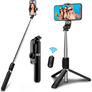 2022 Dropshipping Tongkat Selfie Nirkabel, Monopod Mini Tripod Dapat Diperpanjang dengan Cahaya Isi Rana Jarak Jauh untuk Ponsel IOS Android