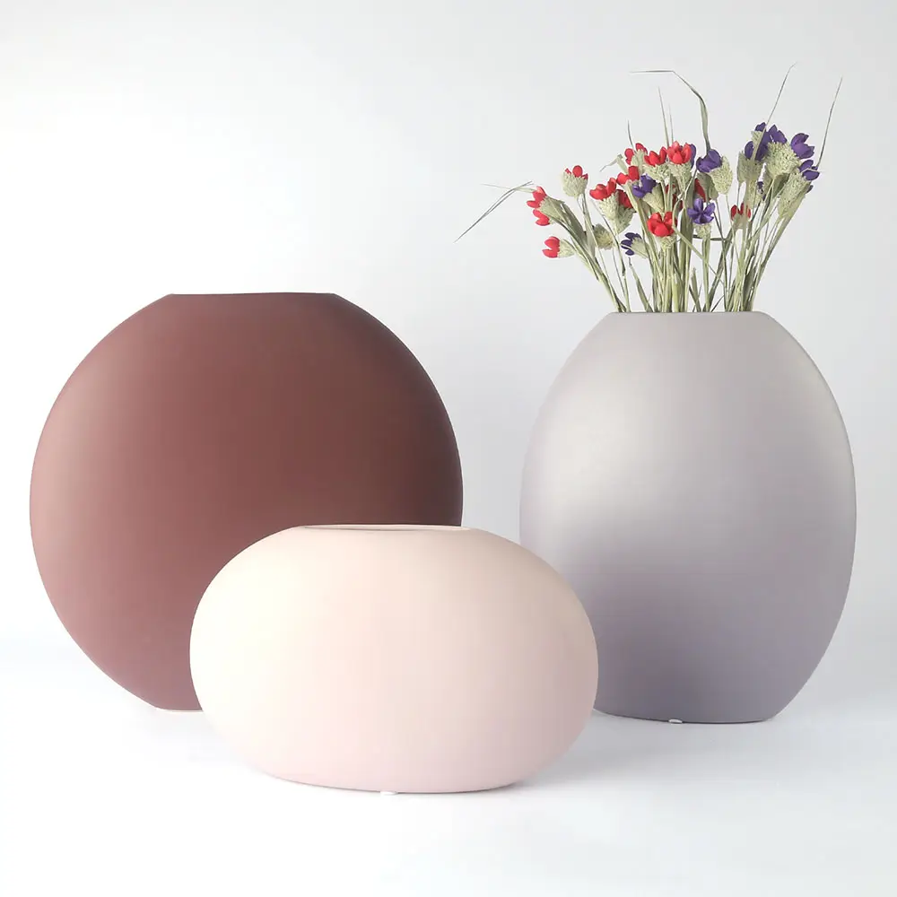 Ciottolo Ovale Forma Contemporanea Riproduzione Fiore di Ceramica Vasi Arredamento