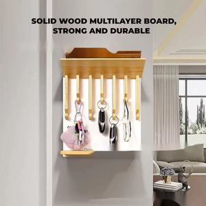 Wooden <b>Wall</b> <b>Mounted</b> Key Rack With <b>Shelf</b> For Entryway Storage And Organization - Product Image 4