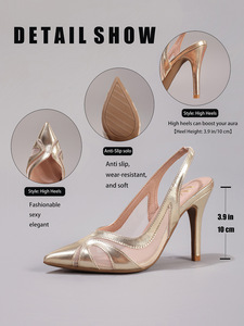 Sandali con Tacco Alto da Donna in Microfibra con Cuciture in Pizzo, <span class=keywords><strong>Sexy</strong></span> e alla Moda, con Punta <span class=keywords><strong>a</strong></span> <span class=keywords><strong>Spillo</strong></span>, Traforati e Traspiranti per Feste Estive - Product Image 6