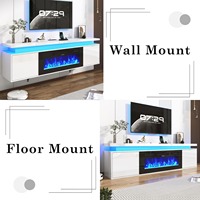 Mueble de TV Flotante Moderno con Chimenea Blanca y Luces LED, Centro de Entretenimiento, Mueble para Sala de Estar, en Oferta