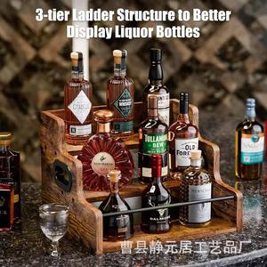 Wooden Multi Tiered Wine <b>Rack</b> 4 Layers Oak Display <b>Rack</b> For <b>Kitchen</b> Countertop Storage - Product Image 3